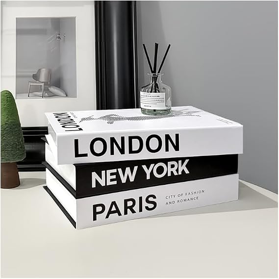 Decorative Books Set of 3, Faux Coffee Table Books for Home Decor | Set of 3 faux decorative books for coffee tables, shelves, and desks, adding a layered look to home and office decor.