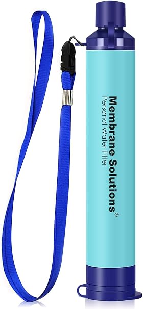 Membrane Solutions Personal Water Filter Straw Survival S1, Blue, 1 Pack