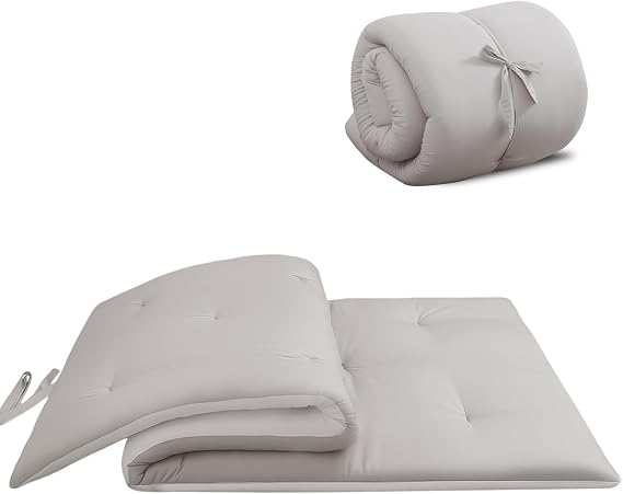 Japanese Floor Mattress, 100% Cotton 2.5" Thicken Foldable Futon Mattress Tatami Mat Sleeping Pad, High Density Foam, Ideal for Comfort and Support, Kids Floor Lounger Pillow Bed Sofa (Gray)
