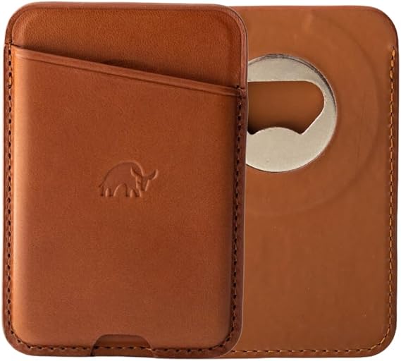 Premium Leather Bottle Opening MagSafe Wallet Compatible with All MagSafe iPhone Cases, Sienna Brown