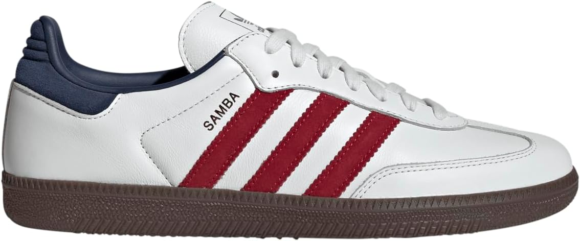 adidas Samba OG Men's Shoes, Core White/Team Victory Red/Night Indigo, Size 7.5