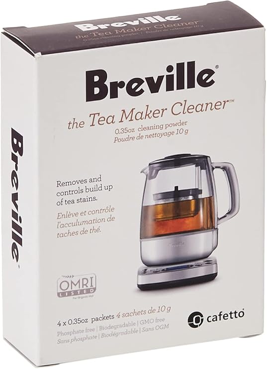 Breville BTM100 Revive Organic Tea Maker Cleaner, Kettle Cleaning Powder, 4 Pack