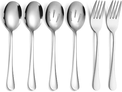 Silverware Flatware Set, Stainless Steel Fork Spoon Serving Cutlery Set 5-Piece ColanderSilver,1Set