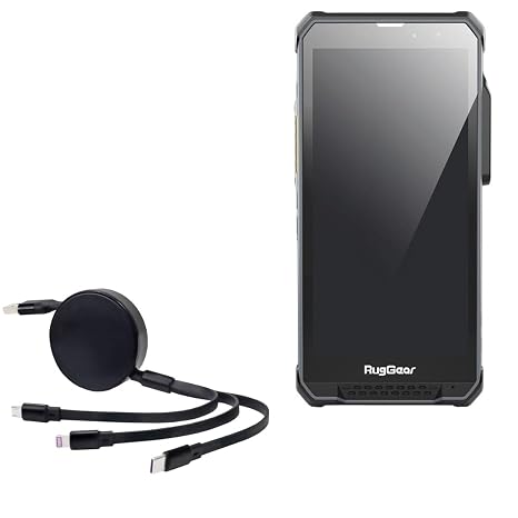 BoxWave Cable Compatible with RugGear RG880I - AllCharge PD miniSync (100W), Retractable High-Speed Charging Portable USB Cable - Jet Black