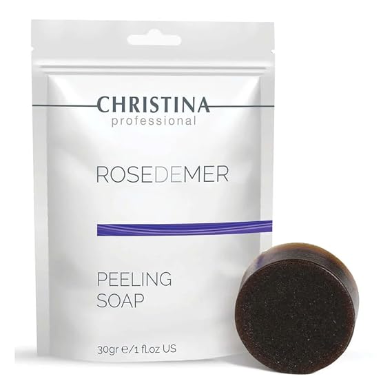 Christina Rose de Mer Peeling Soap - 30g - AHA Exfoliating Face Wash with Coral Powder to Remove Dead Cells & Open Keratin Plugs - For Combination, Dry, Normal, Oily Skin Types