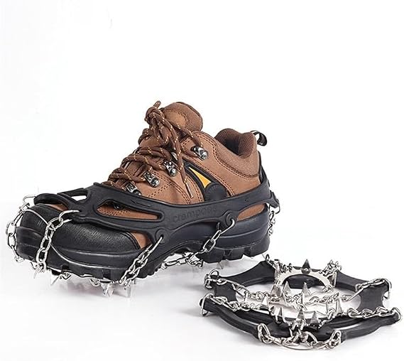 Stainless Steel Micro Spike Crampons Ice Snow Grips 1 Pair Snow Walk Traction Cleats Ice Cleats Traction Anti-Slip Shoes Ice Gripper for Walking,Jogging, Climbing and Hiking(Large)
