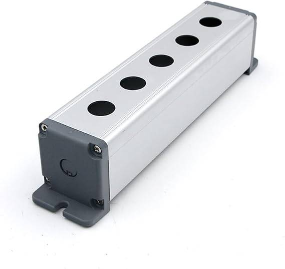 16mm 19mm 22mm Waterproof Aluminium Push Button Switch Box One Hole Three Holes Compatible with Metal Buttons Industrial Control Equipment (Color : with Ear 5 Hole, Size : 16mm)