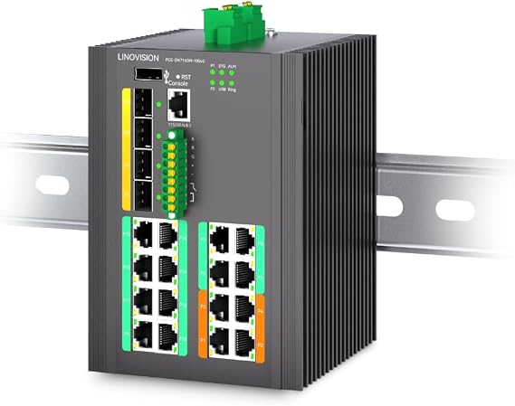 LINOVISION Industrial 16-Port L3 Managed PoE++ Switch with 4X10G SFP Uplink