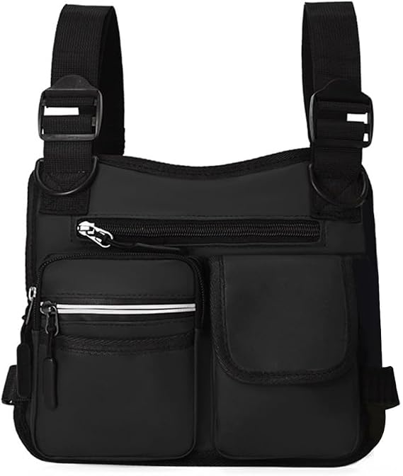 MiOYOOW Tactical Chest Bag, Sports Utility Chest Pack, Wear Resistant Molle Holster Rig Pouch with Adjustable Shoulder Straps for Running Hiking Traveling Cycling