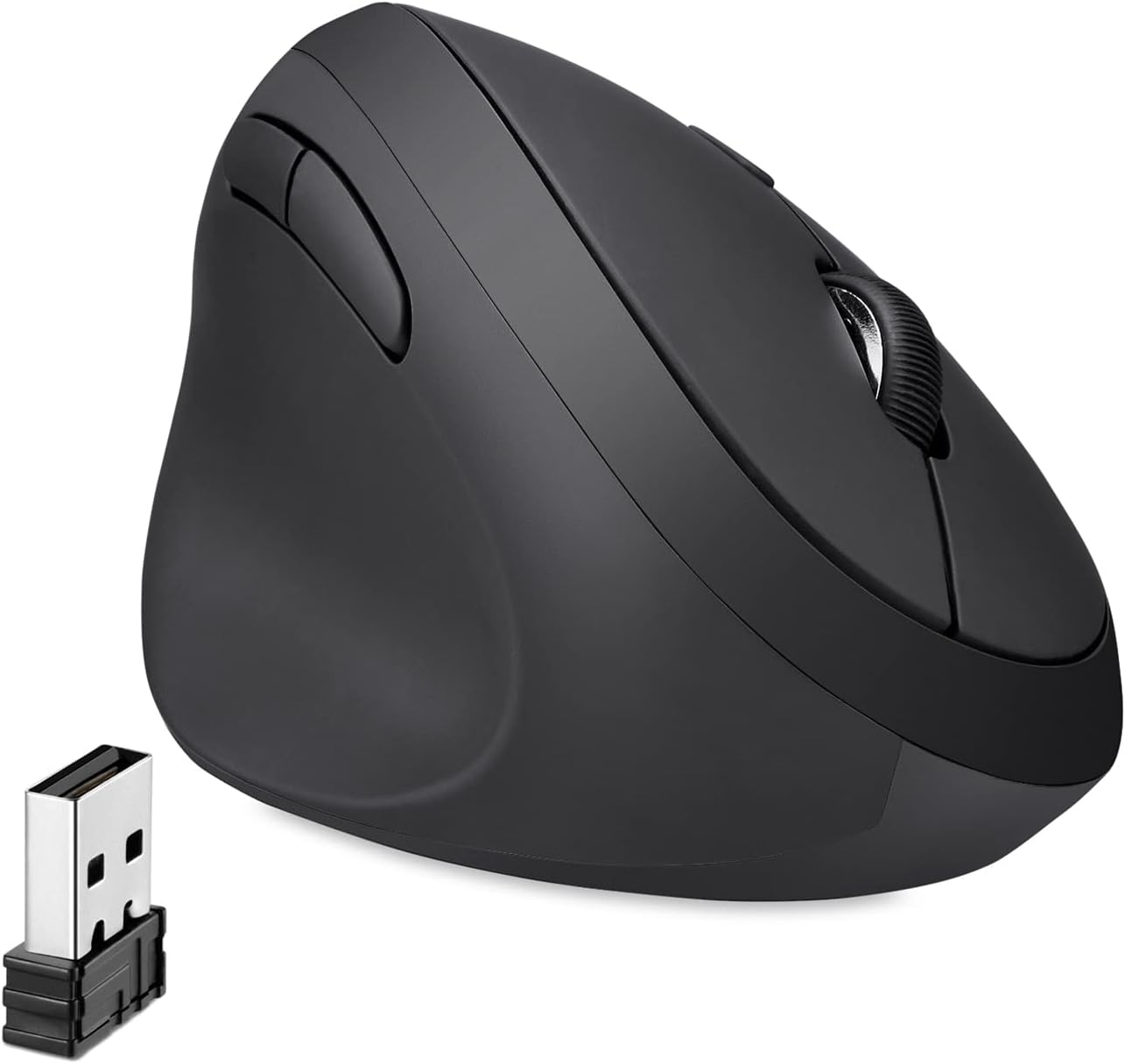 Perixx Perimice-719L, Left Handed Wireless Vertical Mouse, Silent Click and 3 Level DPI
