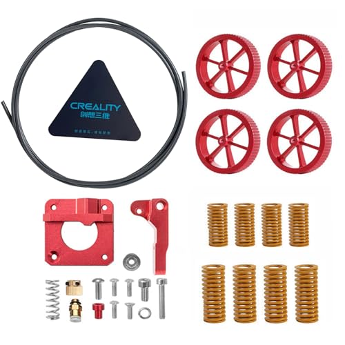 Skouphy Creality Upgrade 3D Printer Kit with Capricorn Premium XS Bowden Tubing 1M, 4 PCS Aluminum Hand Twist Leveling Nut, Aluminum Ender 3 Extruder and 4 PCS Hot Bed Die Springs for Ender 33 Pro