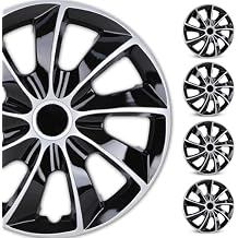 WOLFSTORM 4-Pack 15 Inch Hubcaps,Special Design Fashion Shape Replacement Rim Cover Hubcaps,Car Truck SUV Wheel Hub Accessories, Silver&Black
