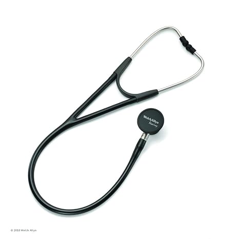 Welch Allyn 5079-125 Harvey Elite Adult Cardiology Stethoscope, Black, Double-Head Chestpiece, Dual Lumen Tubing, 28"