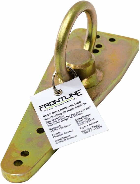 Frontline ROB01 Bull Ring Reusable Roof Anchor | Fall Arrest | Fall Restraint | Positioning Applications | Zinc Plated Steel | OSHA & ANSI Compliant (Wooden Structures)