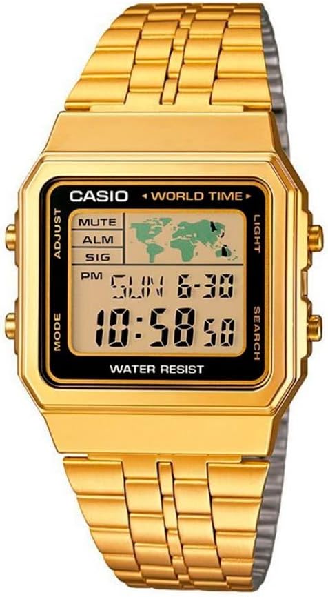 Casio A500WGA-9DF Wristwatch, Gold Yellow, Standard