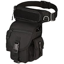 Unistrengh Military Tactical Drop Leg Bag Fanny Tool Thigh Pack MOLLE Panel Utility Pouch Cross Over Leg Rig Versipack for Motorcycle Outdoor Bike Cycling Travel (Black)