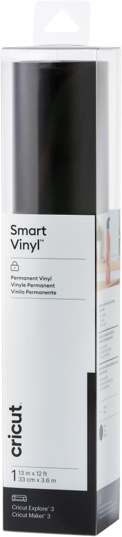 Cricut 2009053 Smart Vinyl Permanent | 1 yaprak | 33 cm x 3,6 m | siyah, polivinil klorür, (12 ft)