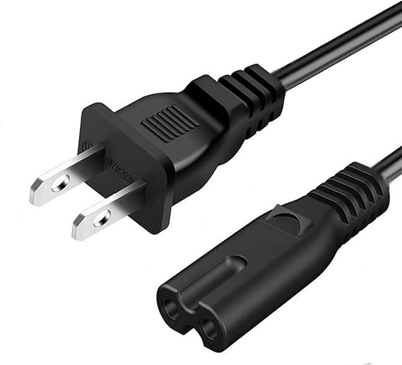 2Prong AC TV Power Cord Cable for TCL Roku Samsung LG Sony Insignia Jvc Sharp Toshiba Vizio Hisense Ultra HD Smart LCD TV Replacement Power Cable