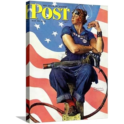AllPosters Stretched Canvas Print Rosie the Riveter Saturday Evening Post Cover, May 29,1943 by Norman Rockwell, 18x24