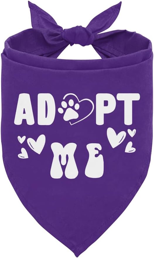 Adopt Me Dog Bandana - Purple Pet Triangle Scarf Accessory for Small, Medium, Large Dogs - Funny Cute Pet Scarf - Gift for Dog Lovers (E50)