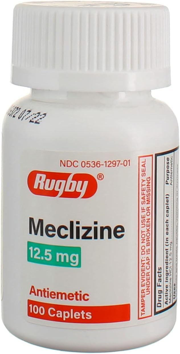 Rugby Meclizine 12.5mg. Antiemetic, 100CT Pack of 1