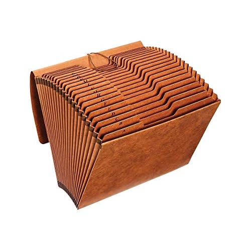 1InTheOffice Expanding File Folder Organizer, Accordion Folder with Flap, A-Z File Organizer Letter Size, Brown