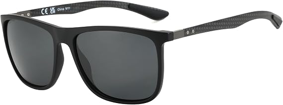 ZENOTTIC Polarised Sunglasses Men's Carbon Fibre Temple Square Sunglasses Driving Fishing Golf Sports UV400 Protection