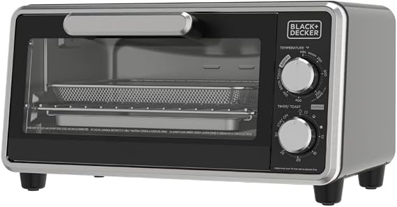 Decker Crisp N Bake PRO 4-Slice Air Fryer Toaster Oven Combo Compact Countertop Air Fryer Toaster Oven for Snacks Small Meals Reheat Fits 9 Inch Pizza Kitchen Appliances