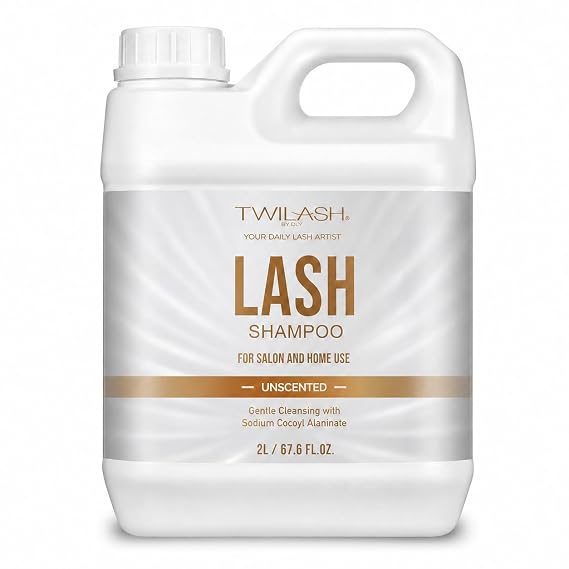 Lash Shampoo Bulk 2 Liters, Eyelash Cleanser for Extensions, Gentle Sodium Cocoyl Alaninate Formula for Sensitive Skin, Non-Irritating Makeup Remover, Best for Salon and Home Use (2L)