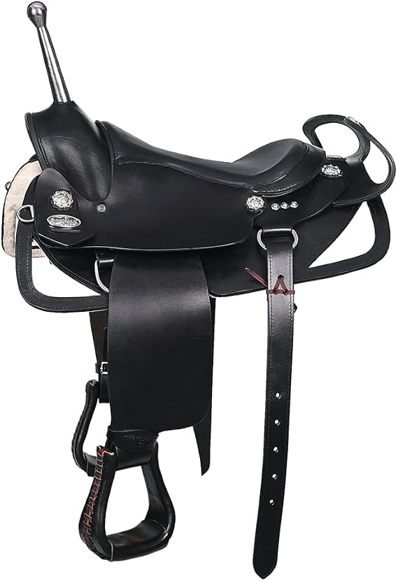 HILASON Custom Trick Riding Saddle Black, Handcrafted