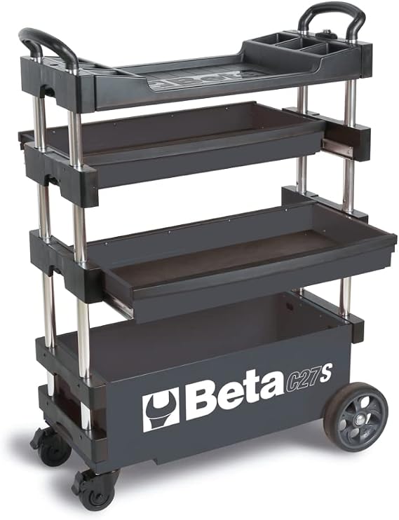 Beta C27S Gray Collapsible Rolling Tool Cart | 200 Pound Load Capacity