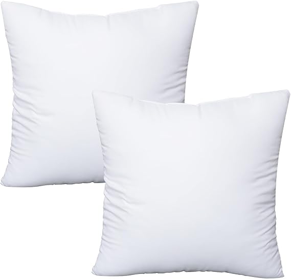 OKBA Throw Pillows Insert Set of 2, with 100% Cotton Cover, Bed and Couch - Indoor Hotel Decorative Pillows, 22x22 in White Pillows Inserts