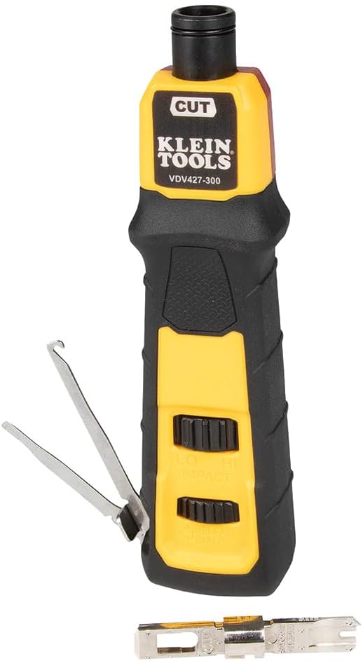 Klein Tools VDV427-300 Impact Punchdown Tool with 66110 Blade, Reliable CAT Cable Connections, Adjustable Force, Includes Pick and Spudger