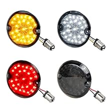 NTHREEAUTO 3 1/4 inch LED 1157 Front Turn Signals + 1156 Rear Turn Signal Light Flat Smoked Lens Compatible with Harley Electra Glide Road King Softail Touring Road Glide