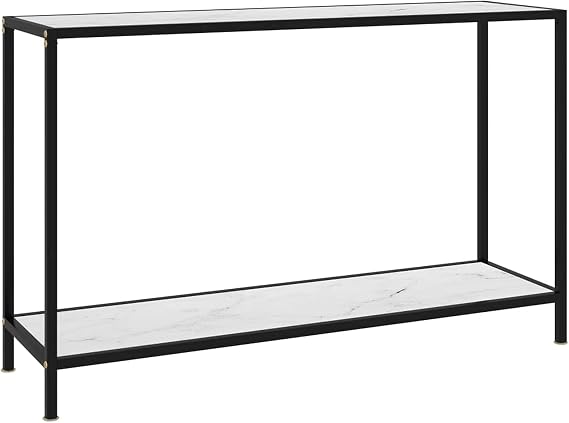 ZEYUAN Console Table White 120x35x75 cm Tempered Glass,End Table,Tea Table,Couch Table