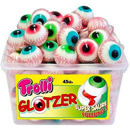 Trolli Glotzer 752g - 40 foam sugar and fruit gum candies in eyeball shape with liquid extrasaurer filling