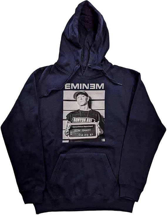 Eminem Unisex Adult Arrest Pullover Hoodie (L) (Navy Blue)