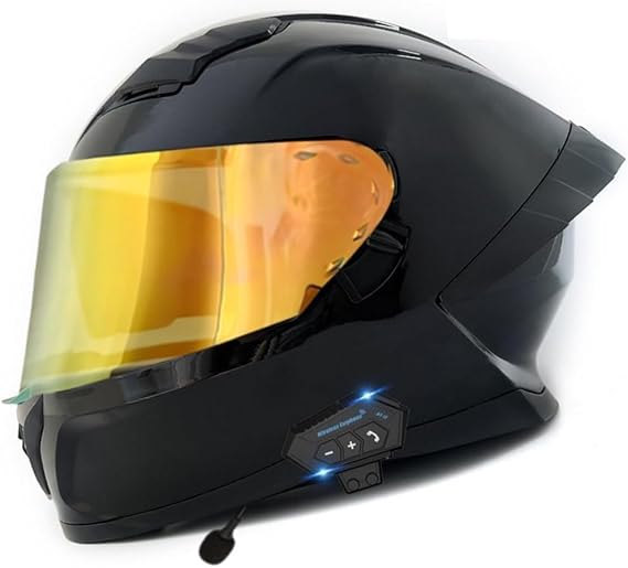 Full Face Bluetooth Motorcycle Helmets FMVSS 218 DOT Approved,Flip Up Cool Street Helmet for Motocross Cruiser Moped,Removable Lining,Double Visor,Adult Unisex,M-XXL