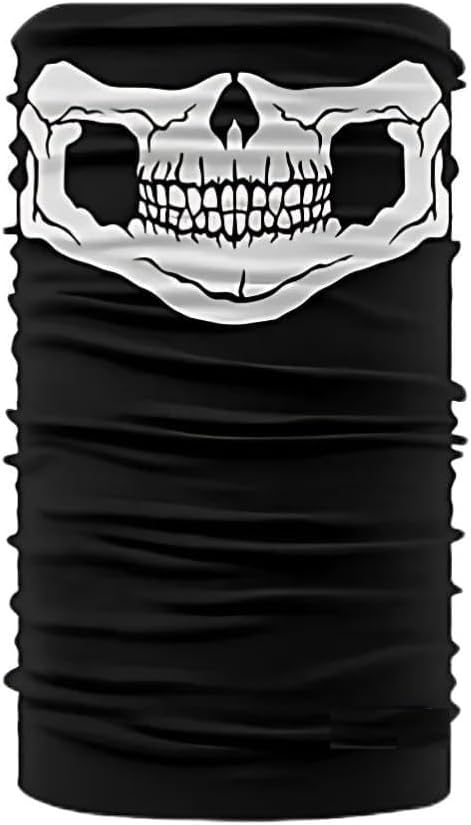 Black White Classic Dry Head Multi-Purpose Bandana Buff Headband Mask Balaklava Buckle for Motorcycle and Outdoor Use