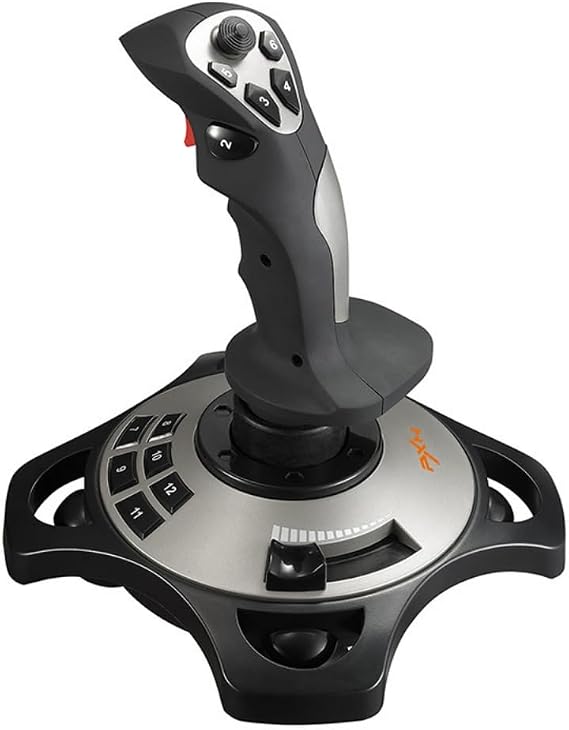 PXN-2113Pro コンピュータシミュレーションゲーム フライトジョイスティック PCジョイスティック、USBゲーミングコントローラー、フライトスティックシミュレーションゲーム用、リアルな振動フィードバックとスロットル、しっかりとした滑らかな感触 ブラック
