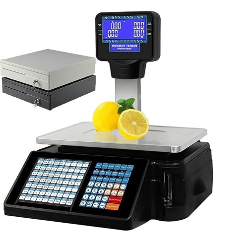 DOrorO Commercial Digital Price Computing Scale with Thermal Label Printer, Electronic Weight Scale,Digital Scale Food Retail Store, Scale for Supermarket, with LCD Display,MachineCashBox