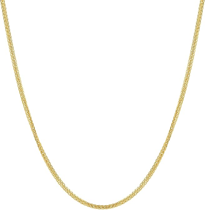 ZHOU LIU FU 18K Gold Necklace Real Gold Diamond Cut Chopin Chain Necklace Yellow/Rose/White Gold Link Thin Minimalist Necklace Adjustable with Spring-Ring Clasp for Women Size 18.1"/18.5"/18.9"