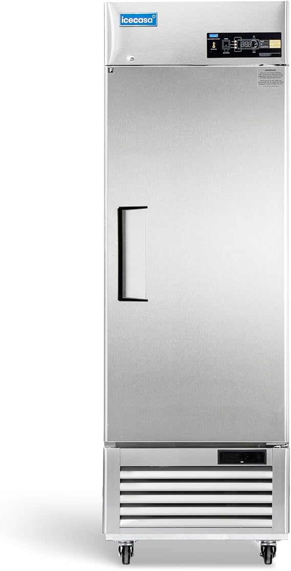 ICECASA 27"W Commercial Freezer Reach-in 23 Cu.ft Single Solid Door