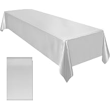 Ruisita Satin Party Tablecloth Table Cover 58 x 102 Inches Wedding Rectangle Bright Silk Tablecloth Table Cover Smooth Fabric Tablecloth Table Decor for Wedding Banquet Table Decoration, Silver