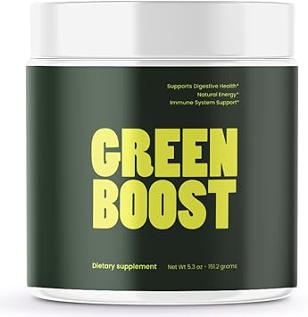 Green Boost Superfood Powder - 16 Super Fruits & Veggies and Bacillus Coagulan Probiotic (30 Servings)