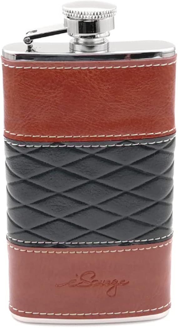 4oz Leather Wrapped Hip Flask-YM156