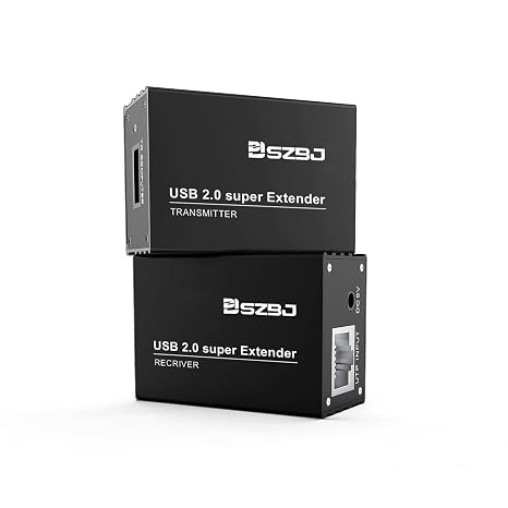 USB Extender Over RJ45 Cat5E/6 up to 230ft Ethernet Cable Extender with Power Adapter with 2 USB2.0 Output - Full USB 2.0 Support for Keyboard, Dongle,Mouse, Webcam, and All Operating System 102