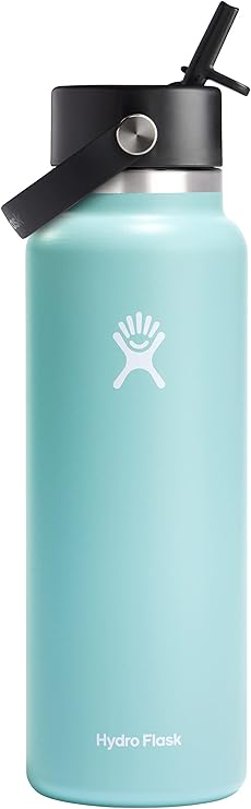 Hydro Flask 40 Oz Wide Flex Straw Cap Bottle - Insulated Stainless Steel - Wide Straw Lid, Non Spill, Leakproof in Dew