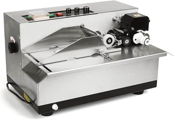 Automatic Coding Machine, Ink Wheel Marking Machine, 170W Solid Dry Ink Batch Coding Machine, Inkjet Coding Printing Machine Label Tag Printer Date Coder for Picture