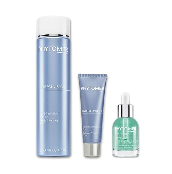 Phytomer Skincare Daily Regimen: Perfect Visage Cleansing Milk - Oligoforce Advanced Moisturizing Serum - Hydracontinue Hydrating Face Cream